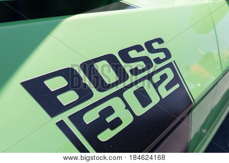 Ford Mustang Boss 302 Emblem Fifth Generation On Display