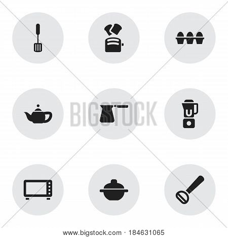 Set Of 9 Editable Meal Icons. Includes Symbols Such As Egg Carton, Husker, Oven And More. Can Be Used For Web, Mobile, UI And Infographic Design.
