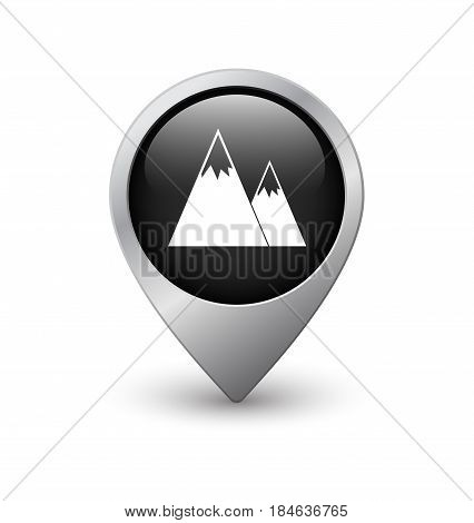 Mountain map pointer black with metal frame and shadow