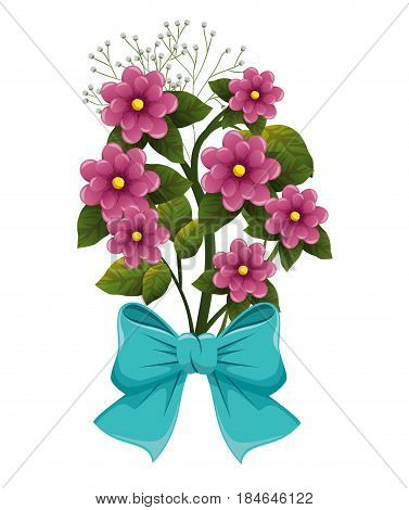cute flowers with bown vector illustration design