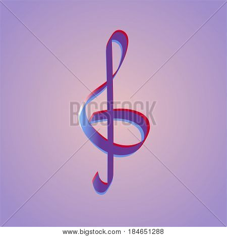Treble clef. Logo template. Treble clef on color background