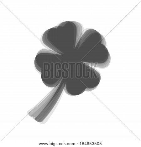 Leaf clover sign. Vector. Gray icon shaked at white background.