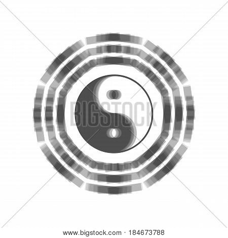 Yin and yang sign with bagua arrangement. Vector. Gray icon shaked at white background.