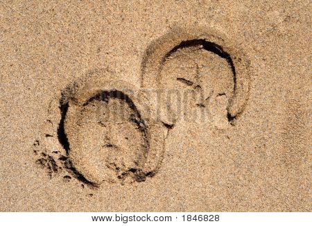 Koňské stopy bot na Sandy Beach.