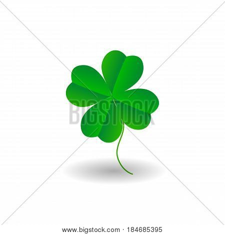 Four leaf clover icon. Green herb Isolated on white. St Patrick day vector. Flat design.