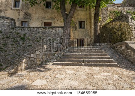 Traditional renovated old stone house in karst village of Stanjel in Slovenia