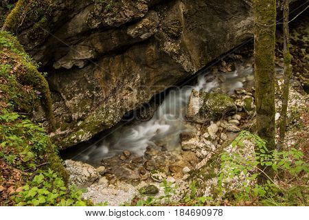 Scenic glacier carved canyon of Mostnice near Bohinj in Slovenia, Europe