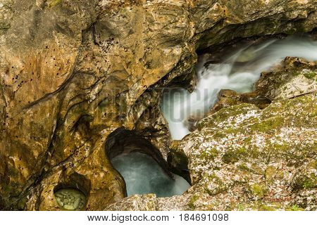 Scenic glacier carved canyon of Mostnice near Bohinj in Slovenia, Europe
