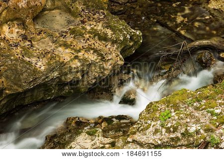 Scenic glacier carved canyon of Mostnice near Bohinj in Slovenia, Europe