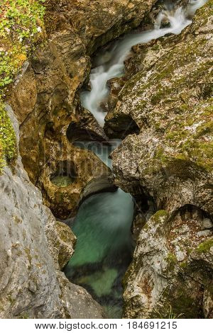 Scenic glacier carved canyon of Mostnice near Bohinj in Slovenia, Europe