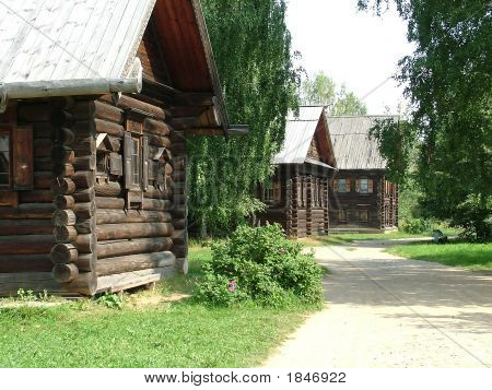 Rusland, Kostroma, Museum Of træ arkitektur. Udsigt over landsbyen Street 4.