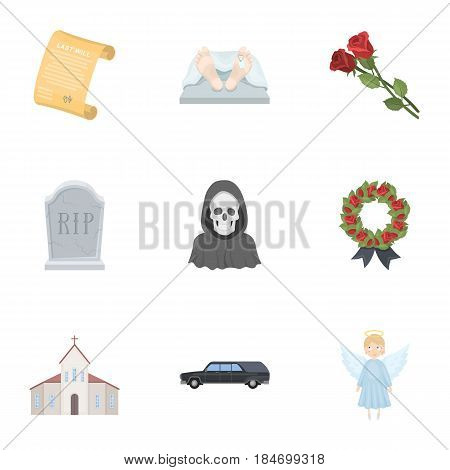 Funeral ceremony, cemetery, coffins, priest.Funeral ceremony icon in set collection on cartoon style vector symbol stock web illustration.