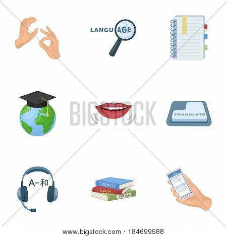 Teaching Chinese in Russia. Translation of the Chinese language.Interpreter ang translator icon in set collection on cartoon style vector symbol stock web illustration.