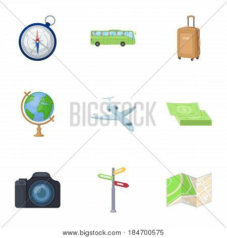 Set of icons on the theme of rest. Travel abroad. Rest ang travel icon in set collection on cartoon style vector symbol stock web illustration.