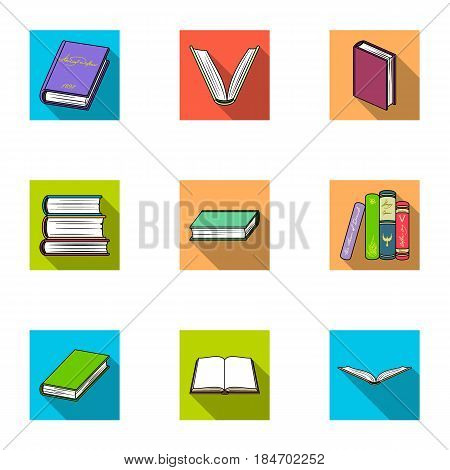 A set of pictures with books. Books, notebooks, studies. Books icon in set collection on flat style vector symbol stock web illustration.