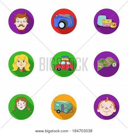Family, family traditions, recreation. Family life.Family holiday icon in set collection on flat style vector symbol stock web illustration.