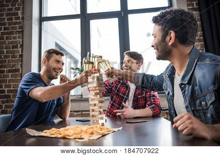 Young People Playing Jenga Game
