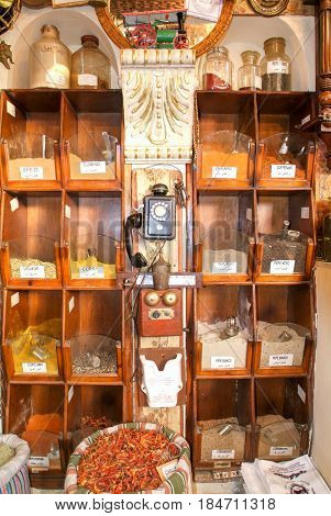 Sharm al Sheikh, Egypt - 16 February 2005: Spices at a shop in Sharm el Sheik on Egypt