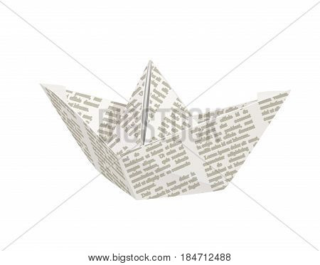 Paper origami ship. Handmade toy. isolated white background. Eps10 vector illustration.