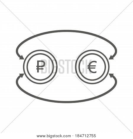 Simple Business and  Finance Vector Flat Icon. Currency exchange between euro and rubles. Line art style icon. 