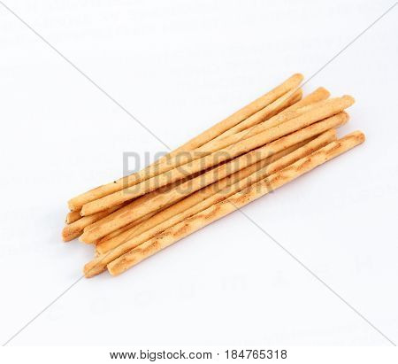 Heap Of Salty Sticks Isolated On White Background