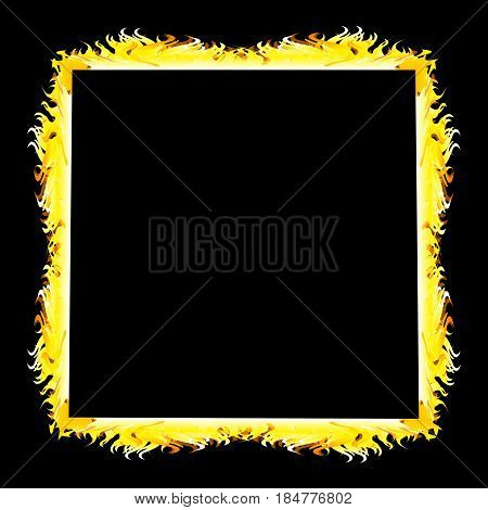 Square form and flame on black background is insulated