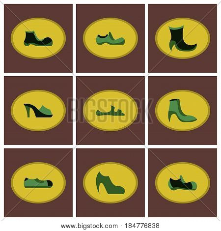 assembly of flat icons shoes fashion footwear