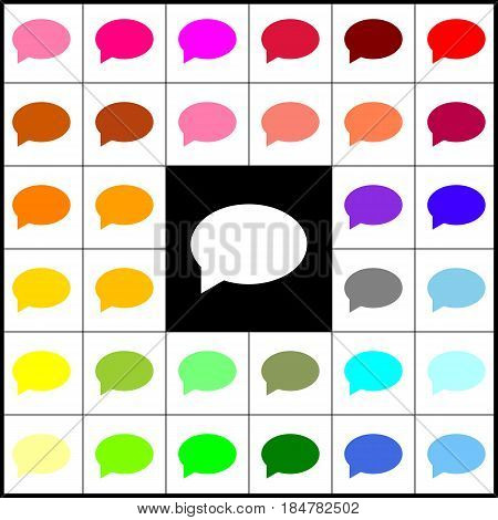 Speech bubble icon. Vector. Felt-pen 33 colorful icons at white and black backgrounds. Colorfull.