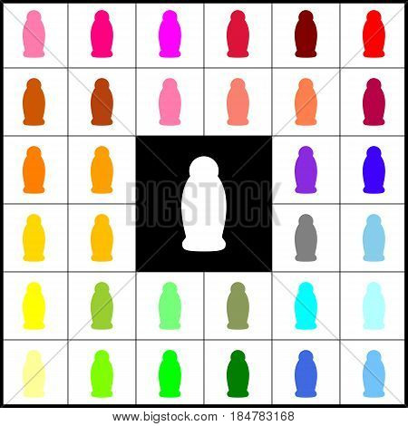 Gel, Foam Or Liquid Soap. Dispenser Pump Plastic Bottle silhouette. Vector. Felt-pen 33 colorful icons at white and black backgrounds. Colorfull.
