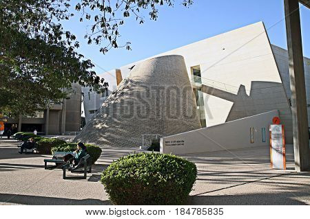 BEER SHEVA ISRAEL - AUGUST 12 2015: Senate Hall - Administrative building of Ben Gurion University Beer Sheva