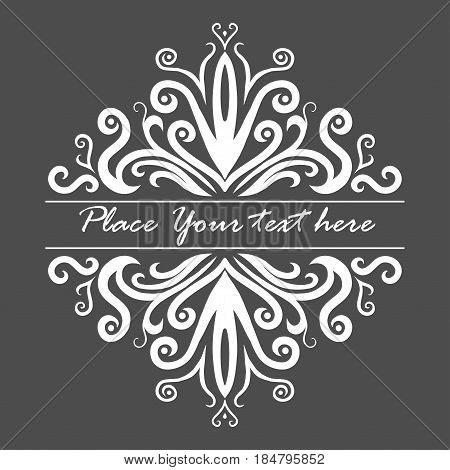 Hand drawn vingette. Vector ornate illustration on gray background.