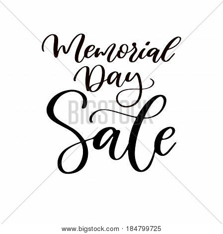 Memorial day vector hand lettering sale banner. American national holiday. Great for disscount,  poster, card, invitation