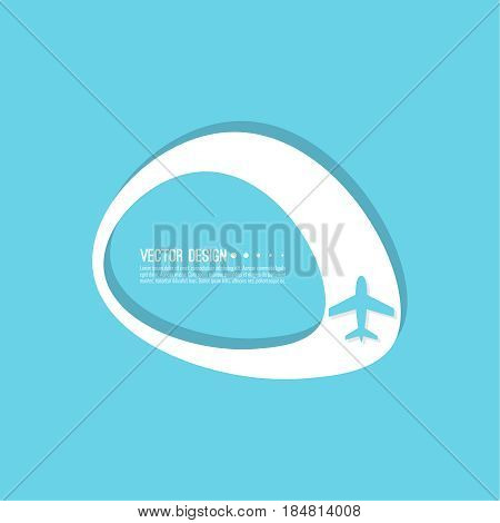 Abstract geometric shape banner with icon airplane. Vector frame speech bubble. Air text box. Aeroplane textbox. Blue.