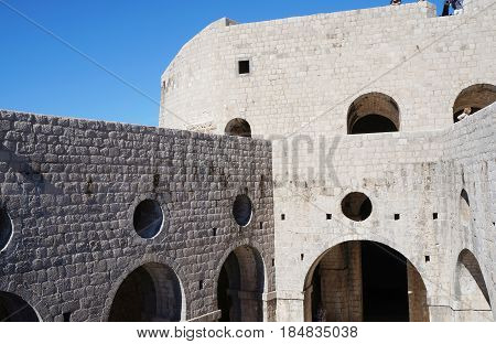 Walls of castle Lovrijenac in Dubrovnik, Croatia