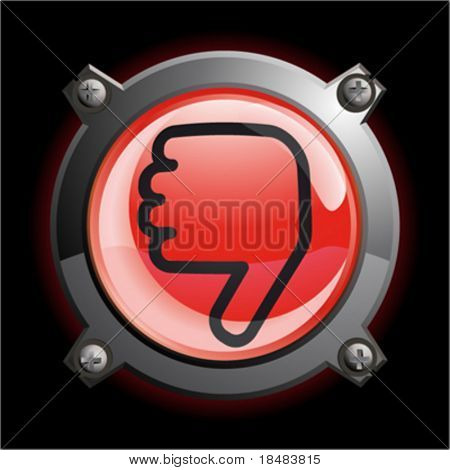 Beispiel für eine glänzend rote Daumen nach unten Schaltflächensymbol