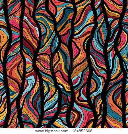 Vector hand drawn tree trunk texture background. Stained-glass window. Seamless vector pattern for print, textile design, fabric, home decor, website, wallpaper