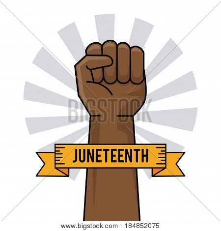 juneteenth day hand fist raise ribbon image vector illustration
