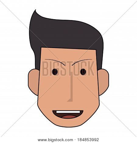 colorful silhouette front view face man with hairstyle and smile vector illustration