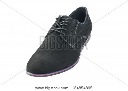 Classic men's shoes made of genuine suede. Isolated on a white background.