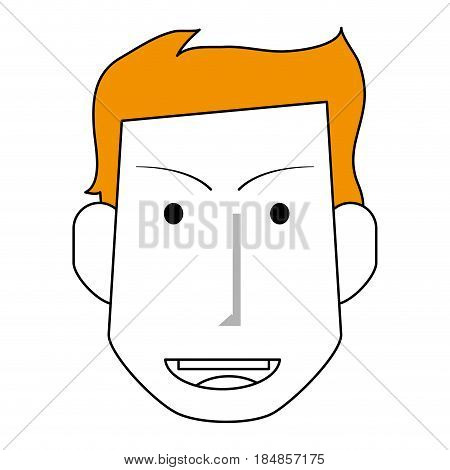 sketch color silhouette front face man with hairstyle and smile vector illustration