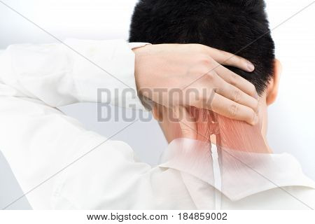 neck muscle injury white background neck pain