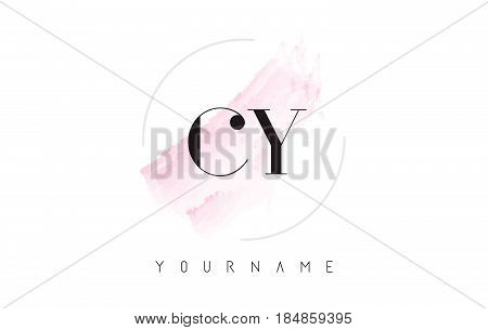 Cy C Y Watercolor Letter Logo Design With Circular Brush Pattern.