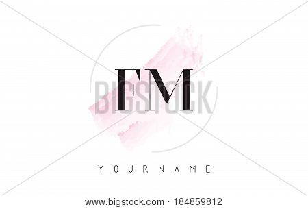 Fm F M Watercolor Letter Logo Design With Circular Brush Pattern.