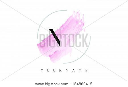 Nk N K Watercolor Letter Logo Design With Circular Brush Pattern.