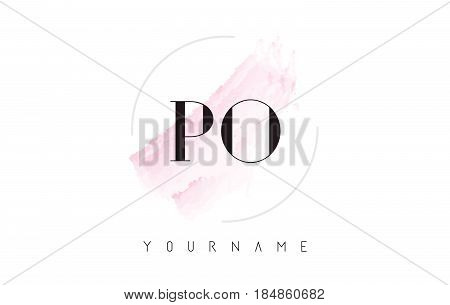 Po P O Watercolor Letter Logo Design With Circular Brush Pattern.