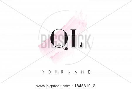 Ql Q L Watercolor Letter Logo Design With Circular Brush Pattern.