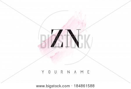 Zn Z N Watercolor Letter Logo Design With Circular Brush Pattern.