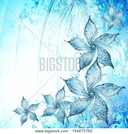 flower made of water splash. 3d rendering
