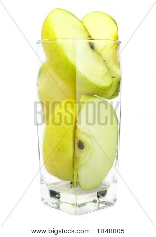 Čerstvé jablko částí ve skle