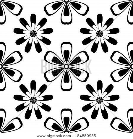 Floral abstract seamless pattern. Vector flat illustration